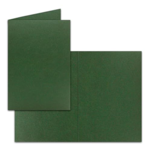 25x Falt-Karten DIN A6 in Moosgrün - 10,5 x 14,8 cm - Blanko - Doppel-Karten - 225 g/m² von FarbenFroh by GUSTAV NEUSER
