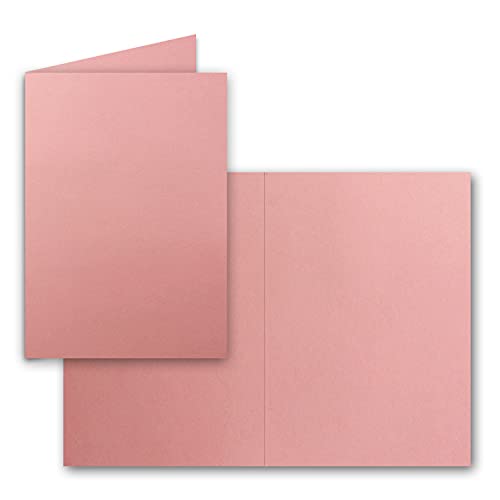 25x Faltkarten DIN A6, Altrosa (Rosa) - 10,5 x 14,8 cm - Blanko Doppelkarten für Einladungen, Grußkarten von FarbenFroh by GUSTAV NEUSER