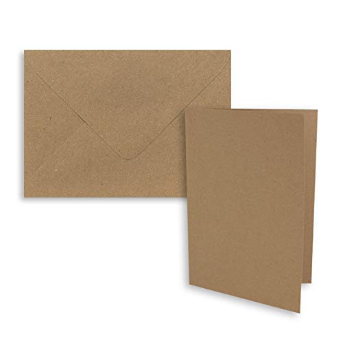 FarbenFroh by GUSTAV NEUSER 25x Faltkarten-Set DIN A7-10,5 x 7,4 cm - mit Umschlägen DIN C7 in Kraftpapier Sandbraun (Braun) - Kleine Doppelkarten blanko zum Selbstgestalten und Bedrucken von FarbenFroh by GUSTAV NEUSER