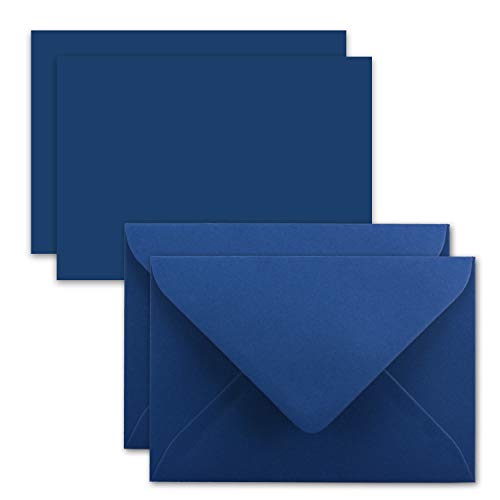 25x Karte mit Umschlag Set aus Einzel-Karten DIN A7-10,5x7,3 cm - Dunkelblau mit Brief-Umschlägen C7 Nassklebung ideale Geschenkanhänger von FarbenFroh by GUSTAV NEUSER