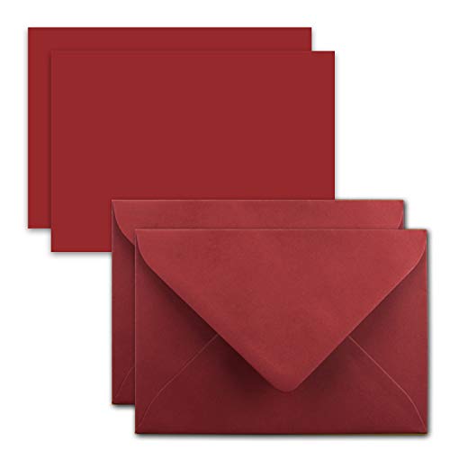 25x Karte mit Umschlag Set aus Einzel-Karten DIN A7-10,5x7,3 cm - Dunkelrot mit Brief-Umschlägen C7 Nassklebung ideale Geschenkanhänger von FarbenFroh by GUSTAV NEUSER
