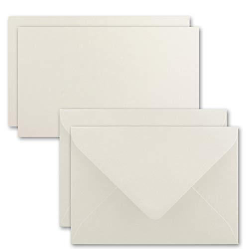 25x Karte mit Umschlag Set aus Einzel-Karten DIN A7-10,5x7,3 cm - Naturweiß mit Brief-Umschlägen C7 von FarbenFroh by GUSTAV NEUSER