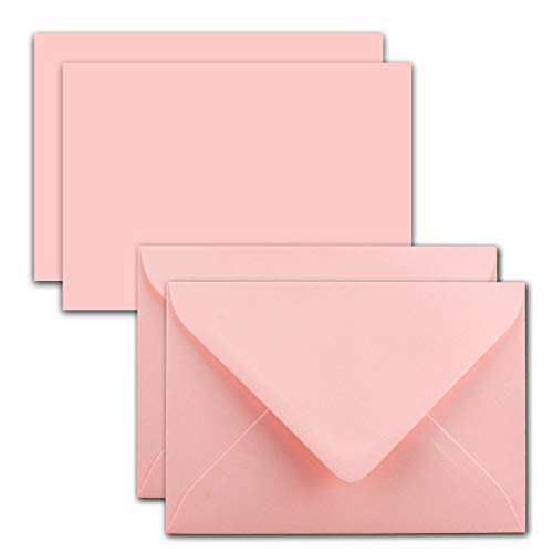 25x Karte mit Umschlag Set aus Einzel-Karten DIN A7-10,5x7,3 cm - Rosa mit Brief-Umschlägen C7 Nassklebung ideale Geschenkanhänger von FarbenFroh by GUSTAV NEUSER