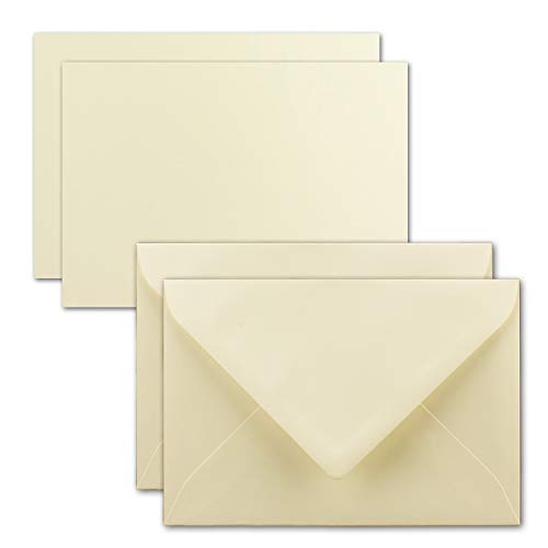 25x Karte mit Umschlag Set aus Einzel-Karten DIN A7-10,5x7,3 cm - Vanille mit Brief-Umschlägen C7 Nassklebung ideale Geschenkanhänger von FarbenFroh by GUSTAV NEUSER