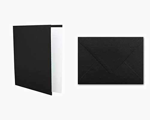 25x Kartenset DIN A6 inkl. Briefumschlägen & extra Einlegeblätter - Blanko Klappkarten in Schwarz im DIN A6 Format - Karten zum Selbstgestalten für Einladungen und Grüße 25x Kartenset DIN A6 inkl. Briefumschlägen & extra Einlegeblätter - Blanko Klappkarten in Schwarz im DIN A6 Format - Karten zum Selbstgestalten für Einladungen und Grüße von FarbenFroh by GUSTAV NEUSER