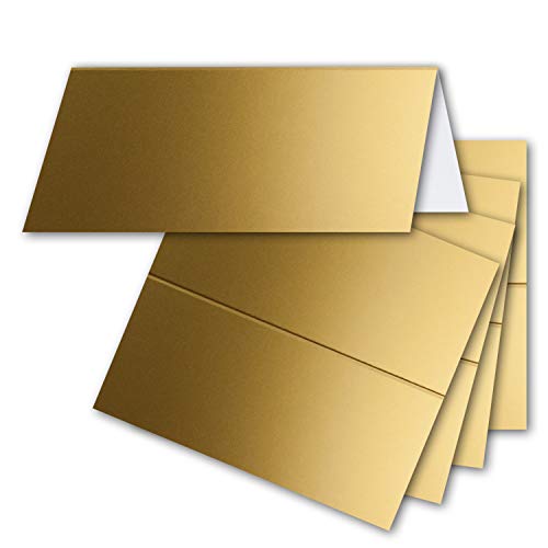 25x Tischkarten in Gold (Metallic) - 4,5 x 10 cm - blanko - Doppel-Karten - als Platzkarten und Namenskarten für Hochzeit und Feste von FarbenFroh by GUSTAV NEUSER