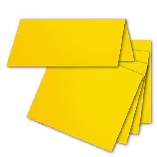 FarbenFroh by GUSTAV NEUSER 25x Tischkarten in Honiggelb (Gelb) - 4,5 x 10 cm - blanko - Doppel-Karten - als Platzkarten und Namenskarten für Hochzeit und Feste von FarbenFroh by GUSTAV NEUSER