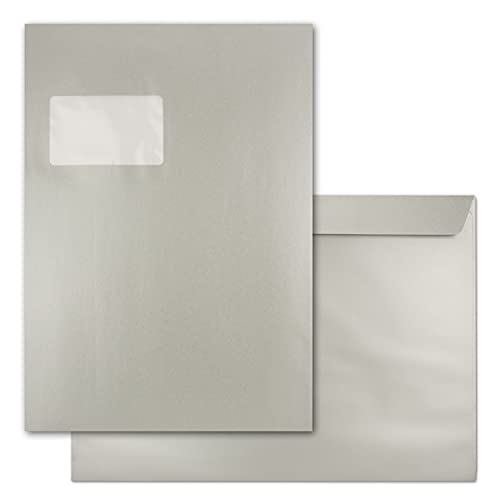 300x große XXL Briefumschläge DIN C4 in Silber Metallic - 22,9 x 32,4 cm - Haftklebung mit Fenster - Versandtasche für DIN A4 geeignet 300x große XXL Briefumschläge DIN C4 in Silber Metallic - 22,9 x 32,4 cm - Haftklebung mit Fenster - Versandtasche für DIN A4 geeignet von FarbenFroh by GUSTAV NEUSER