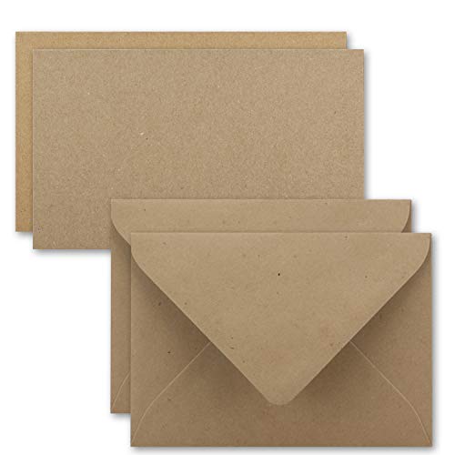 400x Karte mit Umschlag Set aus Einzel-Karten DIN A7-10,5x7,3 cm - Kraftpapier Sandbraun mit Brief-Umschlägen C7 von FarbenFroh by GUSTAV NEUSER
