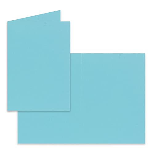 50 Faltkarten B6 - Türkis - 12 x 17 cm - Blanko Doppelkarten für Einladungen, Grußkarten - für Drucker geeignet - Serie: FarbenFroh von FarbenFroh by GUSTAV NEUSER