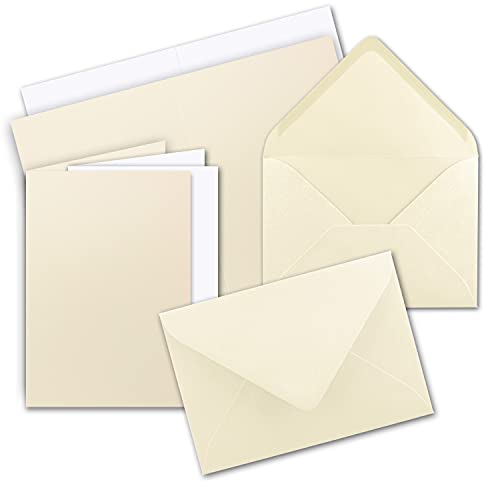 50 x Faltkarten-Set DIN A5 - Vanille inkl. Umschlägen DIN C5 und passenden Einlegeblättern in Weiß - blanko Klappkarten 14,8 x 21 cm 50 x Faltkarten-Set DIN A5 - Vanille inkl. Umschlägen DIN C5 und passenden Einlegeblättern in Weiß - blanko Klappkarten 14,8 x 21 cm von FarbenFroh by GUSTAV NEUSER