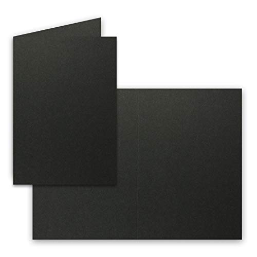 500x Falt-Karten DIN A6 in Schwarz - Blanko - Doppel-Karten - 220 g/m² von FarbenFroh by GUSTAV NEUSER