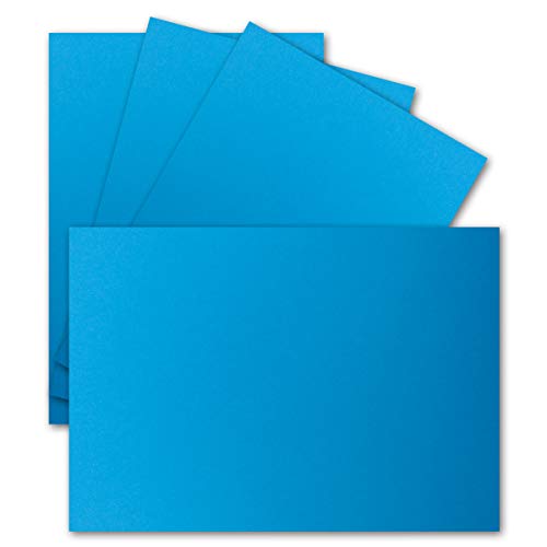 50x Einzelkarten Din A7-10,5 x 7,3 cm - 240 g/m² - Azurblau (Blau) - Blanko Mini-Karten ideal für Geschenkanhänger, Namenskarten & Visitenkarten von FarbenFroh by GUSTAV NEUSER