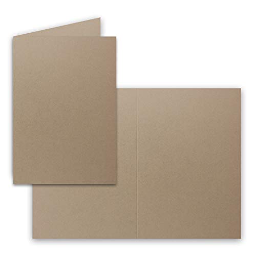 50x Falt-Karten DIN A6 in Cappuccino - Blanko - Doppel-Karten - 240 g/m² von FarbenFroh by GUSTAV NEUSER