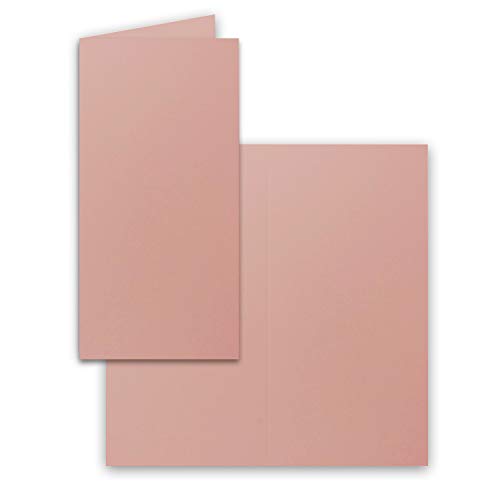 FarbenFroh by GUSTAV NEUSER 50x Falt-Karten DIN Lang - Altrosa (Rosa) - 10,5 x 21 cm - Blanko Doppelkarten - Klappkarten für Einladungen und Grußkarten zu Weihnachten und Geburtstag von FarbenFroh by GUSTAV NEUSER