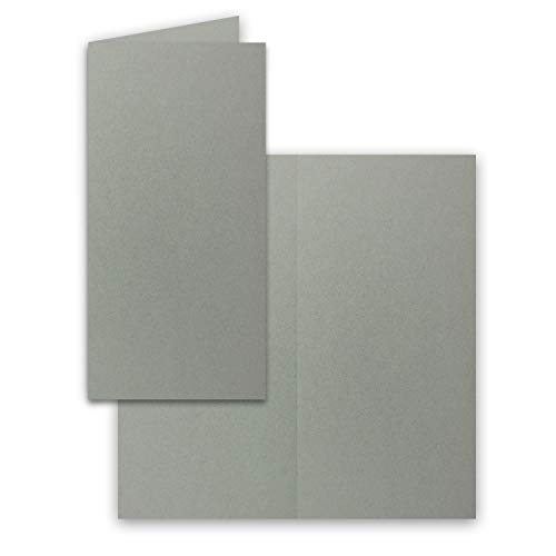 FarbenFroh by GUSTAV NEUSER 50x Falt-Karten DIN Lang - Graphit (Grau) - 10,5 x 21 cm - Blanko Doppelkarten - Klappkarten für Einladungen und Grußkarten zu Weihnachten und Geburtstag von FarbenFroh by GUSTAV NEUSER