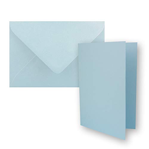 FarbenFroh by GUSTAV NEUSER 50x Faltkarten-Set DIN A7-10,5 x 7,4 cm - mit Umschlägen DIN C7 in Hellblau (Blau) - Kleine Doppelkarten blanko zum Selbstgestalten und Bedrucken von FarbenFroh by GUSTAV NEUSER
