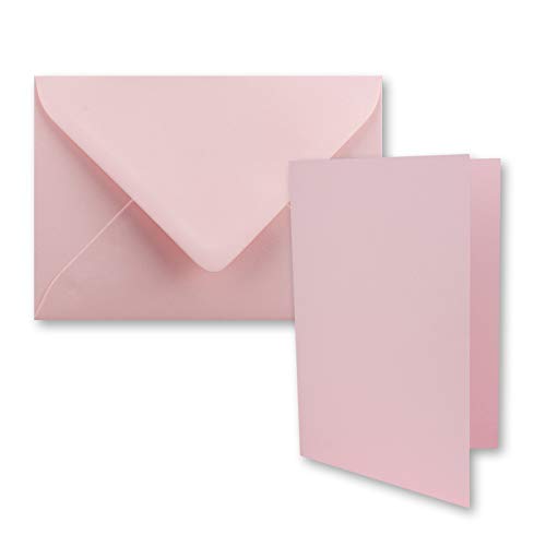 FarbenFroh by GUSTAV NEUSER 50x Faltkarten-Set DIN A7-10,5 x 7,4 cm - mit Umschlägen DIN C7 in Rosa - Kleine Doppelkarten blanko zum Selbstgestalten und Bedrucken von FarbenFroh by GUSTAV NEUSER
