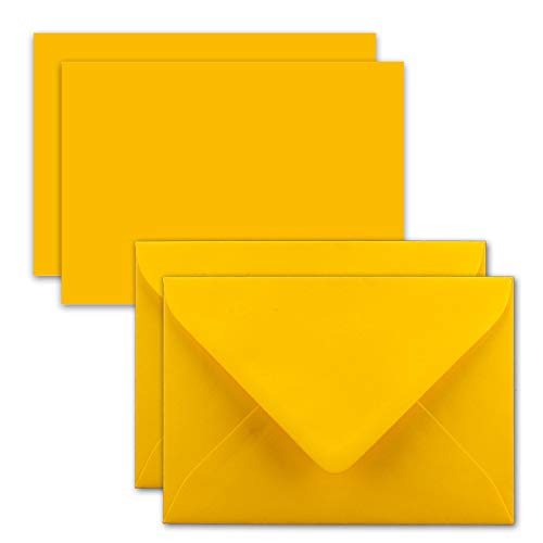 50x Karte mit Umschlag Set aus Einzel-Karten DIN A7-10,5x7,3 cm - Gelb mit Brief-Umschlägen C7 Nassklebung ideale Geschenkanhänger von FarbenFroh by GUSTAV NEUSER