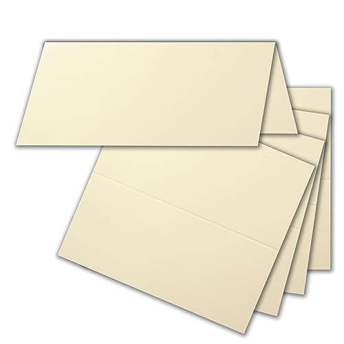 50x Tischkarten in Creme-Elfenbein (Hochglanz) - 4,5 x 10 cm - blanko - Doppel-Karten - als Platzkarten und Namenskarten für Hochzeit und Feste von FarbenFroh by GUSTAV NEUSER