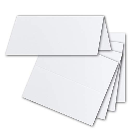 50x Tischkarten in Hochweiß (Weiß) - 4,5 x 10 cm - blanko - Doppel-Karten - als Platzkarten und Namenskarten für Hochzeit und Feste von FarbenFroh by GUSTAV NEUSER