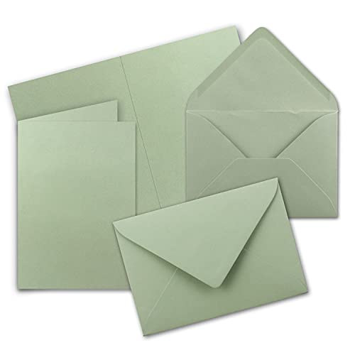 75x Faltkarten Set DIN A5 in Eukalyptus Grün inkl. Umschlägen DIN C5 - blanko Klappkarten 14,8 x 21 cm - sehr formstabil - für Drucker geeignet - Marke: NEUSER FarbenFroh von FarbenFroh by GUSTAV NEUSER