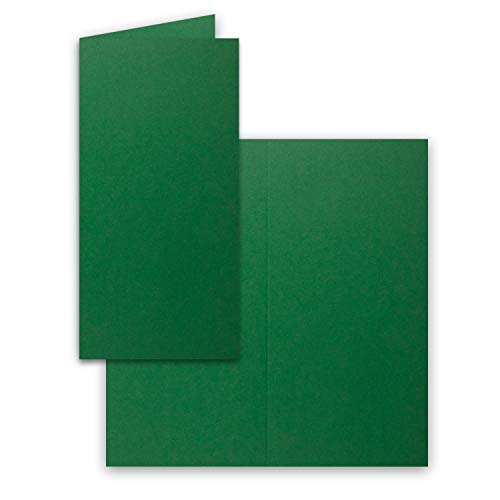 FarbenFroh by GUSTAV NEUSER 100x Falt-Karten DIN Lang - Dunkelgrün (Grün) - 10,5 x 21 cm - Blanko Doppelkarten - Klappkarten für Einladungen und Grußkarten zu Weihnachten und Geburtstag von FarbenFroh by GUSTAV NEUSER