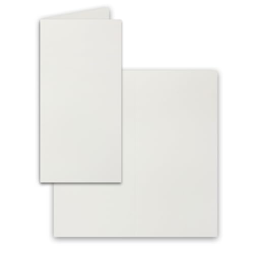 100x Falt-Karten DIN Lang - Hellgrau (Grau) - 10,5 x 21 cm - Blanko Doppelkarten - Klappkarten für Einladungen und Grußkarten zu Weihnachten und Geburtstag von FarbenFroh by GUSTAV NEUSER