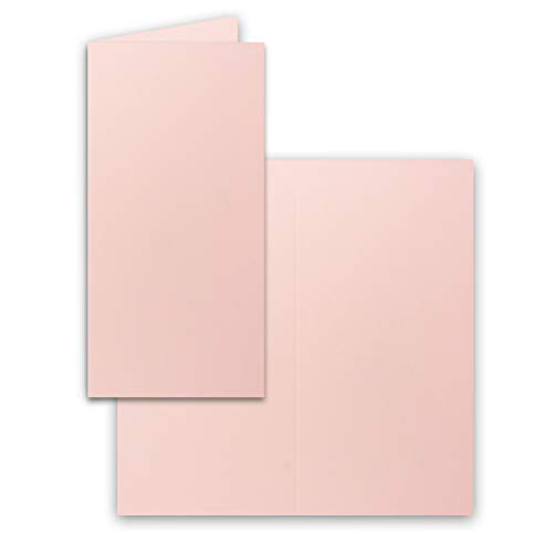 FarbenFroh by GUSTAV NEUSER 100x Falt-Karten DIN Lang - Rosa - 10,5 x 21 cm - Blanko Doppelkarten - Klappkarten für Einladungen und Grußkarten zu Weihnachten und Geburtstag von FarbenFroh by GUSTAV NEUSER