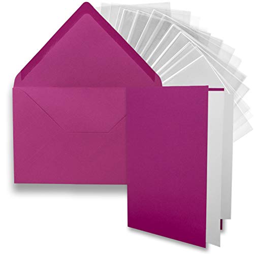 FarbenFroh by GUSTAV NEUSER 25x DIN B6 Faltkarten-Set - Amarena - 11,5 x 17 cm - Doppelkarten mit Umschlägen, Einlegepapier und Cellophanbeutel zum Basteln von FarbenFroh by GUSTAV NEUSER