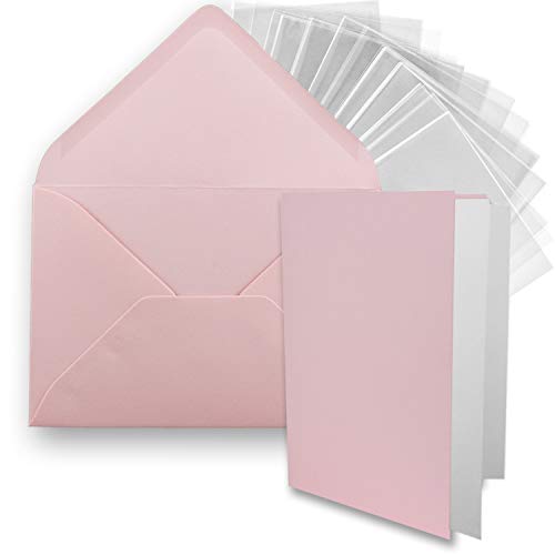 FarbenFroh by GUSTAV NEUSER 25x DIN B6 Faltkarten-Set - Rosa - 11,5 x 17 cm - Doppelkarten mit Umschlägen, Einlegepapier und Cellophanbeutel zum Basteln von FarbenFroh by GUSTAV NEUSER
