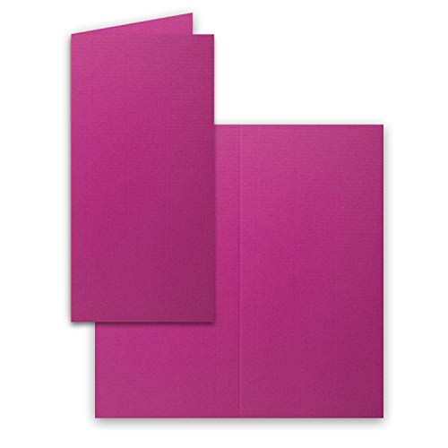 FarbenFroh by GUSTAV NEUSER 25x Falt-Karten DIN Lang - Amarena (Pink) - 10,5 x 21 cm - Blanko Doppelkarten - Klappkarten für Einladungen und Grußkarten zu Weihnachten und Geburtstag von FarbenFroh by GUSTAV NEUSER