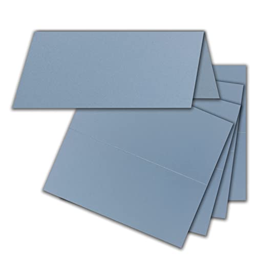 FarbenFroh by GUSTAV NEUSER 25x Tischkarten in Graublau (Blau) - 4,5 x 10 cm - blanko - Doppel-Karten - als Platzkarten und Namenskarten für Hochzeit und Feste von FarbenFroh by GUSTAV NEUSER