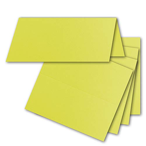 FarbenFroh by GUSTAV NEUSER 25x Tischkarten in Limette (Gelb-Grün) - 4,5 x 10 cm - blanko - Doppel-Karten - als Platzkarten und Namenskarten für Hochzeit und Feste von FarbenFroh by GUSTAV NEUSER