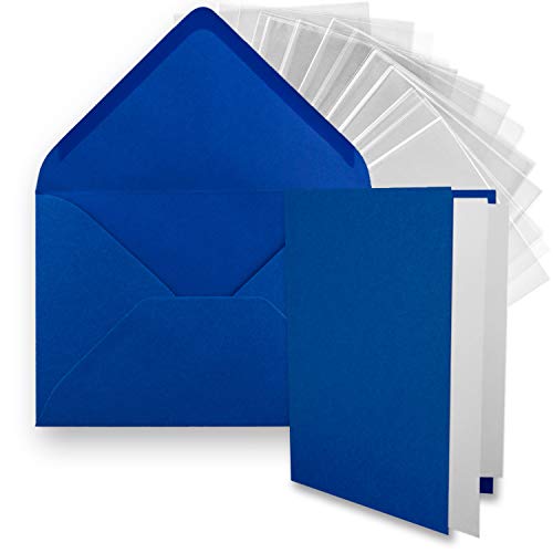 FarbenFroh by GUSTAV NEUSER 50x DIN B6 Faltkarten-Set - Royalblau (Blau) - 11,5 x 17 cm - Doppelkarten mit Umschlägen, Einlegepapier und Cellophanbeutel zum Basteln von FarbenFroh by GUSTAV NEUSER