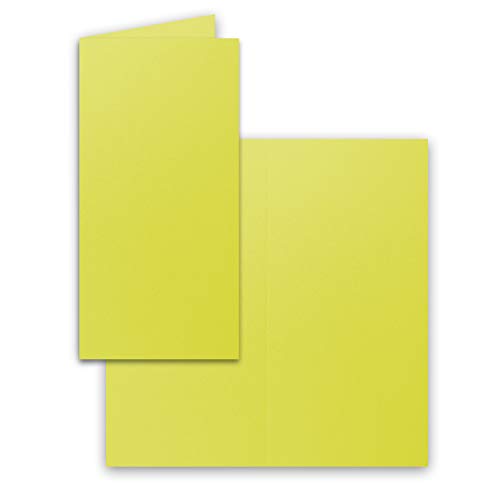 FarbenFroh by GUSTAV NEUSER 50x Falt-Karten DIN Lang - Limette (Grün) - 10,5 x 21 cm - Blanko Doppelkarten - Klappkarten für Einladungen und Grußkarten zu Weihnachten und Geburtstag von FarbenFroh by GUSTAV NEUSER