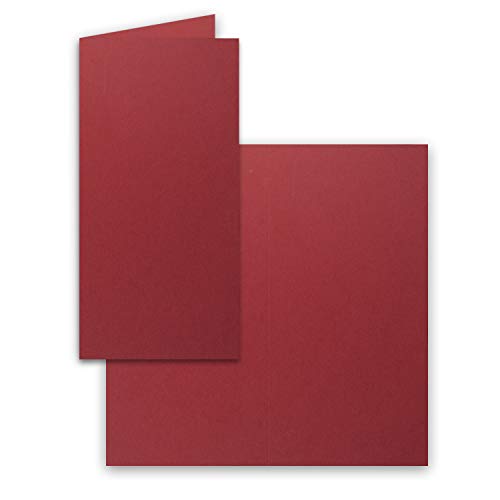FarbenFroh by GUSTAV NEUSER 75x Falt-Karten DIN Lang - Dunkelrot (Rot) - 10,5 x 21 cm - Blanko Doppelkarten - Klappkarten für Einladungen und Grußkarten zu Weihnachten und Geburtstag von FarbenFroh by GUSTAV NEUSER