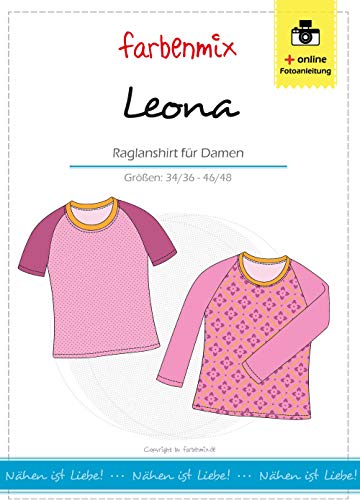 Farbenmix Leona Schnittmuster (Papierschnittmuster für die Größen 34/36-46/48) Damen-Raglanshirt zum selber Nähen von Farbenmix