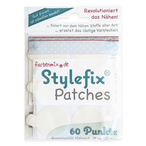 Farbenmix Stylefix-Patches zum Nähen & Sticken, für Applikationen (VPE = 60 Stück, ca. 30mm Durchmesser, rund, doppelseitig klebend) von Farbenmix