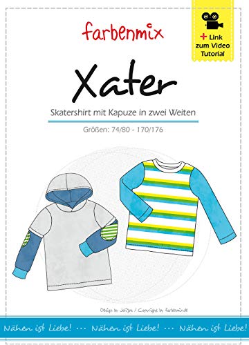 Farbenmix Xater Schnittmuster (Papierschnittmuster für die Größen 74/80-170/176) Basicshirt von Farbenmix