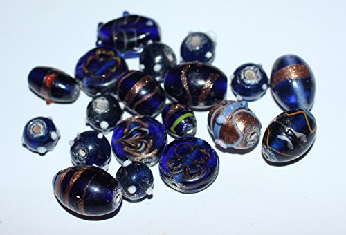 Glasperlen Stränge 30 cm (ca. 20 Stück) • 8-20mm • 10 Farben zur Auswahl (blau) von Farbenspiel Schmuckzubehör