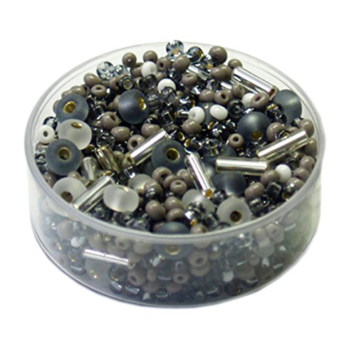 Rocailles • Glasperlen Mischungen 17 Gramm - 2-6mm - 20 Farben zur Auswahl (grau) von Farbenspiel Schmuckzubehör