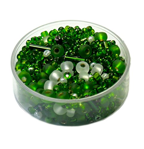 Rocailles • Glasperlen Mischungen 17 Gramm - 2-6mm - 20 Farben zur Auswahl (grün) von Farbenspiel Schmuckzubehör