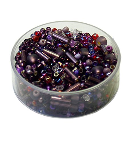 Rocailles • Glasperlen Mischungen 17 Gramm - 2-6mm - 20 Farben zur Auswahl (lila) von Farbenspiel Schmuckzubehör