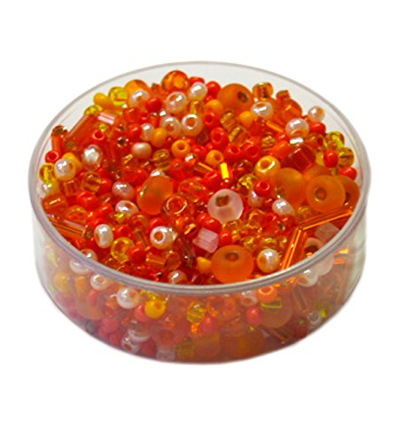 Rocailles • Glasperlen Mischungen 17 Gramm - 2-6mm - 20 Farben zur Auswahl (orange) von Farbenspiel Schmuckzubehör