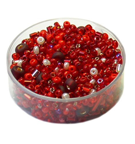 Rocailles • Glasperlen Mischungen 17 Gramm - 2-6mm - 20 Farben zur Auswahl (rot) von Farbenspiel Schmuckzubehör