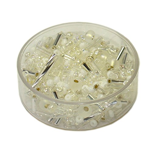 Rocailles • Glasperlen Mischungen 17 Gramm - 2-6mm - 20 Farben zur Auswahl (weiß) von Farbenspiel Schmuckzubehör