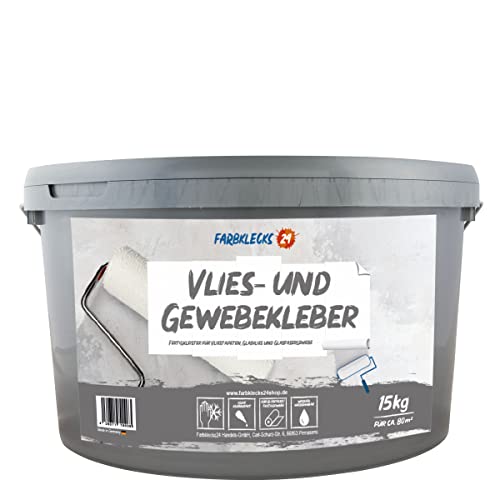 Farbklecks24 Vlies- und Gewebekleber 15kg verarbeitungsfertiger Tapetenkleister, Dispersionskleber, Vlieskleber von Farbklecks24