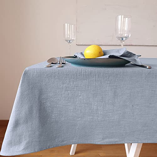 Farnberg Premium Tischdecke aus Leinen - Stofftischdecke für Küchentisch, Esstisch - Fleckschutz Tischtuch - Leinentischdecke - (135 x 135 cm) - (Hellblau) von Farnberg