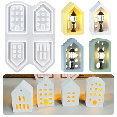 Silikonformen Gießformen Häuser, 4 Stück Mini Silikonform Haus Weihnachten, Gipsformen zum Gießen Häuser, Giessformen Silikon für Kerzen Seife DIY Handwerk Silikonformen Gießformen Häuser, 4 Stück Mini Silikonform Haus Weihnachten, Gipsformen zum Gießen Häuser, Giessformen Silikon für Kerzen Seife DIY Handwerk von Farnirvana
